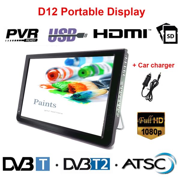 Chargers Leadstar D12 LED TV 11,6 pouces Affichage portable Player numérique DVBT2 ATSC Portable TV USB HDMICOMPATIBLE TF CARD CARDER