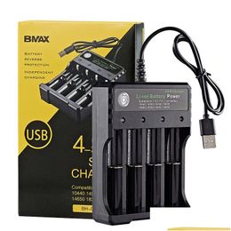 Chargeurs Chargeur de batterie au lithium avec USB 4 3 2 1 Slots de charge pour 26650 18490 18350 Batteries rechargeables Smart Inteligent 6 DRO DHPNB