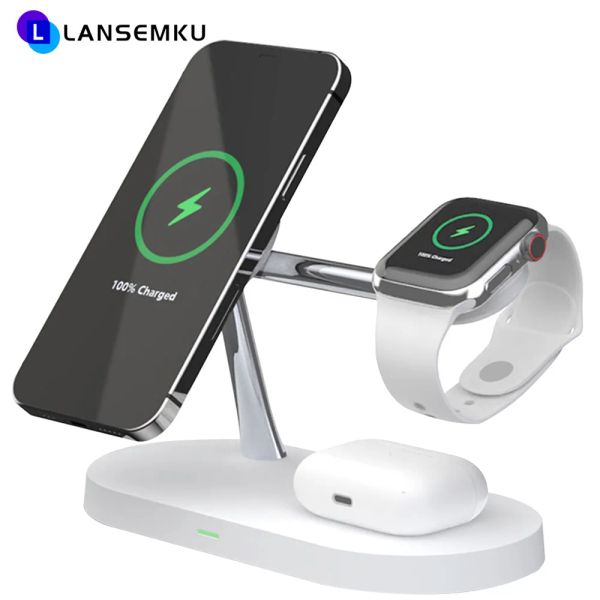 Chargers Magnetic 3 in 1 Wireless Charger Stand pour magnétique iPhone 13 12 Apple Watch 6 5 4 3 Airpods Pro Fast Charging Dock Station