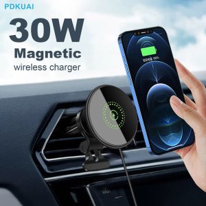 Chargers magnetische autoladerbevestiging 30W Snellaad Air Vent Magneet Telefoonhouder Stand voor iPhone 14 13 12 Pro Max Mini Safe Station