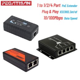 Chargers Mini Poe Extender 10 / 100m 4 ports 25,5W Extension de 120 mètres IEEE802.3af Poe Network Devices PlugandPlay