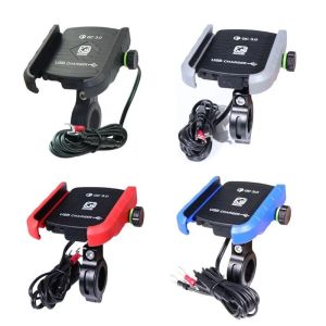 Chargers Motorcycle Bicycle Phone Téléphone avec USB Chargeur Bracket Fast Grodbar pour la moto