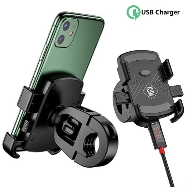 Chargers Motorcycle Mobile Phone Support Goideur USB Bracket GPS GPS Bicycle Stand Bike Cell Phone Phone pour les accessoires pour smartphone