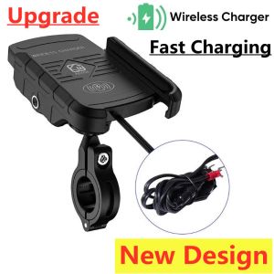 Chargers Motorcycle Phone Solder Fast Wireless Charging Usb Charger USB Moto Motorbike Mirror Stand Support de guidon du téléphone portable