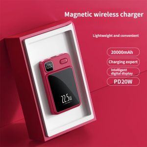 Chargers New 20000mAh Macsafe Power Bank PD20W 15W MAGNETINE WIRESS FAST CHARGER BATTERIE Auxiliaire externe pour iPhone 15 14 13 12 Mini