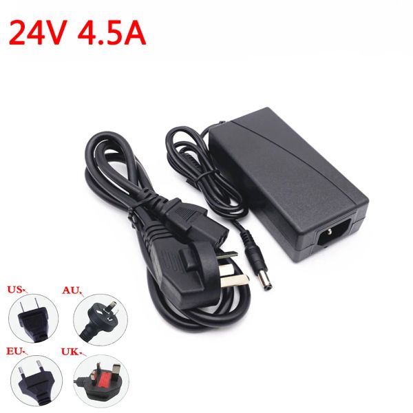 Cargadores Nuevas potencia adecuada 24V 4.5A AC 100V240V Adaptador Converter DC 24V4.5A 108W Fuente de alimentación DC 5.5 mm x 2.1 mm Cargador para tira LED