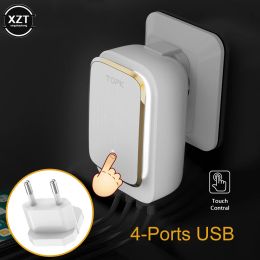 Chargers le plus récent 5V 3.4A (max) 4port LED LAMP USB Charger Adaptateur 2in1 Mur de voyage Euus Chargeur de téléphone mobile Autoïde pour iPhone Samsung