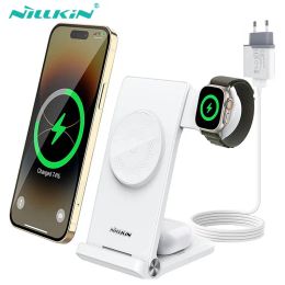 Chargers Nillkin 3 en 1 Magsafe Wireless Charger Stand pour iPhone 15/14/13 Pro Max pour AirPods Pro MFI pour Apple Watch Ultra 8/7 / SE / 6/5/4