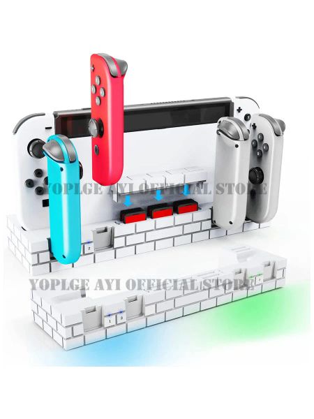 Cargadores Nintend Switch 4 Joycon cargador Base de carga estación de acoplamiento 8 soporte de tarjeta de juego para Nintendo Switch/accesorios OLED