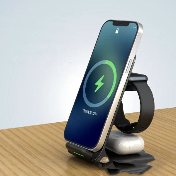 Chargers ONGOO 3 IN 1 QI CHARGEUR SELLE SANS WIRD pour iPhone 13 12 11 pour Apple Watch Fast Charging Dock Station pour AirPods Pro Iwatch 7 6