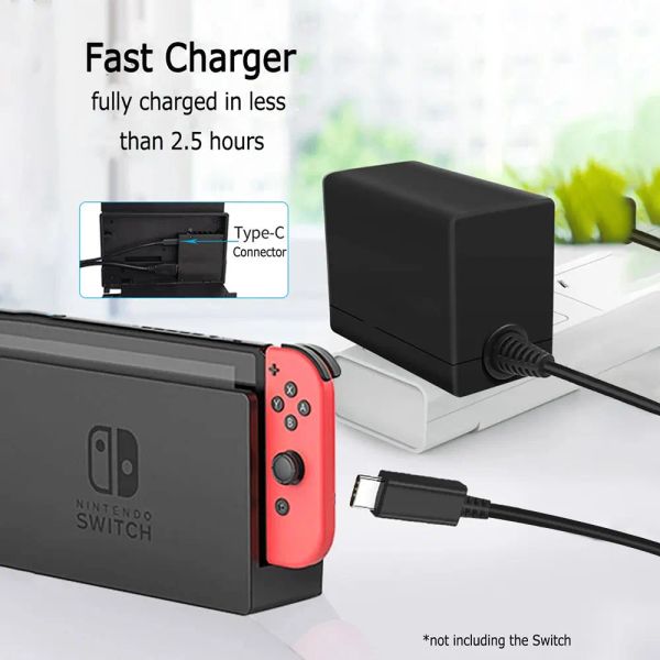 Chargers Chargeur d'origine pour le chargeur Nintendo Switch Chargeur Charge rapide Adaptateur d'alimentation du mur de voyage Mode TV 5ft 1,5m PD Charger pour NS Lite