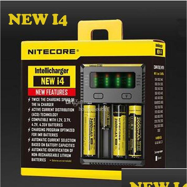 Cargadores Original Nitecore I4 cargador Digicharger pantalla Lcd batería inteligente 4 ranuras carga para Imr 14500 20700 21700 Li-Ion Vs Dhuvy