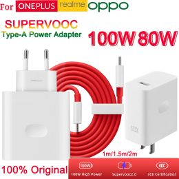 Laders Originele OnePlus Charger 100W 80W SUPEROOC Travel Charger Adapter USB Type A One Plus 12 11 10 Pro Nord CE3 Oppo Find X6 REALME