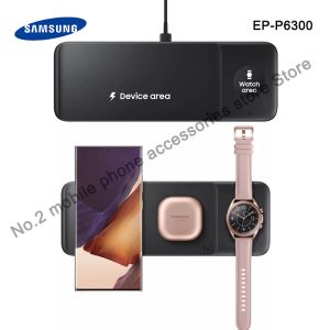 Chargers Original Samsung EPP6300 3 PAD TRIO CHARGER SANS CHARGEUR FAST FAST pour Galaxy S22 S21 Galaxy Phone Galaxy Watch 4 3 Buds Live Pro 2