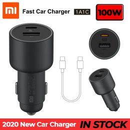 Chargers Originele Xiaomi 100W autolader Dual USB Quick Charge Wireless Mi Car Charger 100W USBA USBC Dual Output LED -vermogen