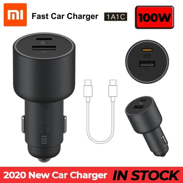 Chargers Original Xiaomi CAR CARGO DE CAR DUAL USB CARGA RÁPIDA MI CARGAR CARGO DE CAR 100W USBA USBC Potencia LED dual de salida dual