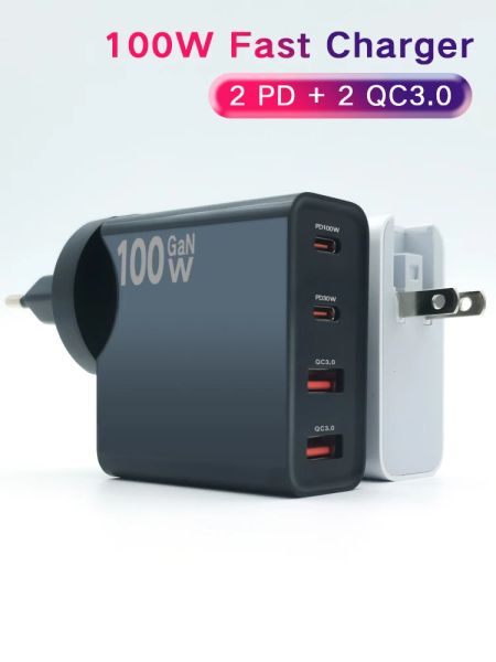 Chargers PD 100W GAn Fast Charge Mur USB Chargeur Type C pour téléphone iPhone Samsung Multi Ports Chargers Portable Universal Liptop Adaptateur