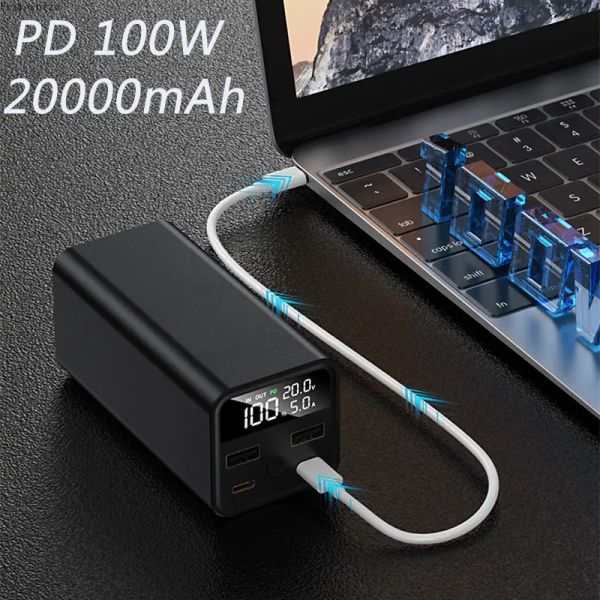 Chargers PD100W Power Bank 20000mAh pour MacBook Pro iPhone Portable Chargeur rapide Batterie externe Powerbank Powerbank pour le carnet