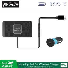 Cargadores Polmxs Carga inalámbrica de automóvil por 15W Tipo C Mat de cargador inalámbrico Non Slip Padt para iPhone 14 13 12 Pro Max Samsung S22/S21/S20