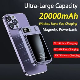 Chargers Power Bank 20000MAH Magnetic Wireless Charger Super Fast Charging PowerBank voor Samsung Xiaomi Portable Induction Charger 2023