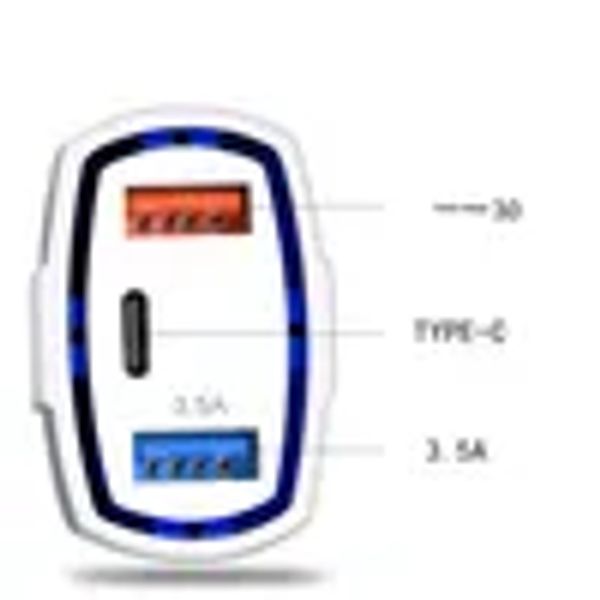 Chargeurs QC chargeur de voiture Type C PD 35W 7A Charge rapide USBC prise de Charge rapide adaptateur 3 Ports pour iPhone Android Samsung ZZ