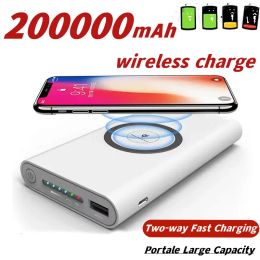 Chargers Qi 200000mah Wireless Power Bank Twoway snellaad PowerBank draagbare lader typec externe batterij voor iPhone