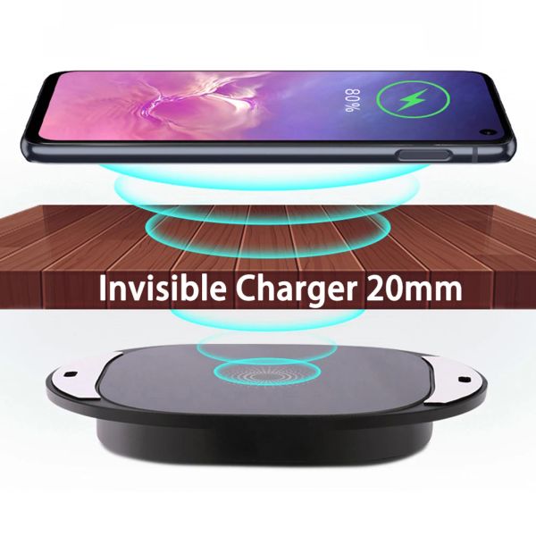 Chargers Qi Chariot à longue distance du chargeur sans fil invisible pour iPhone 11 Pro Xs Max XR 8Plus 12mini Samsung S20 Xiaomi Mi Hide Charing