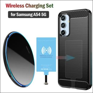 Chargers Qi Wireless Charger+ontvanger+Case voor Samsung Galaxy A54 5G Telefoon Draadloze oplaadset (Installeer Typecladeradapter) A54