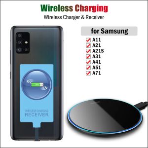 Chargers QI draadloos opladen voor Samsung Galaxy A51 A71 A41 A31 A21 A21S A11 Wireless Charger Pad met USB Typec -ontvanger Adapters