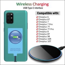 Chargers Qi draadloze oplaadontvanger voor OnePlus 8T 10T 9R 10R 8 6 6T 7 7T PRO Wireless Charger+USB Typec -adapter