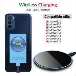 Chargers Qi draadloze oplaadontvanger voor Motorola Moto G31 G41 G51 G71 G20 G30 G50 G50 G60 G100 G200 Wireless Charger+USB Typec -adapter