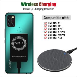 Chargers Qi Receiver sans fil pour Umididigi A11S A11 Pro Max A13S A13 Pro Global Phone Wireless Charger + USB Typec Charger Adaptateur