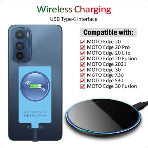 Chargers Qi Récepteur de charge sans fil pour Motorola Moto Edge 30 X30 S30 Edge 20 Pro Lite Fusion Wireless Charger + USB Typec