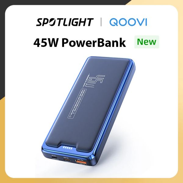 Chargers QOOVI 20000mAh Banque d'alimentation Capacité de batterie externe PD 45W Charge de charge Fast Portable Charger Powerbank pour ordinateur portable iPhone Samsung