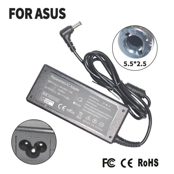 Remplacement des chargeurs pour ASUS 19V 3.42A 5,5 * 2,5 mm 65W K50IJ K40IJ X550C A52F K501 K50IJ K50I K52F Adaptateur d'alimentation du chargeur AC pour ordinateur portable