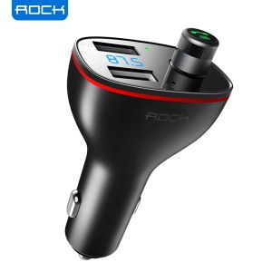 Chargeurs ROCK FM transmetteur voiture sans fil Bluetooth 4.2 FM Radio modulateur voiture Kit 2.4A USB chargeur de voiture mains libres Aux Audio lecteur MP3