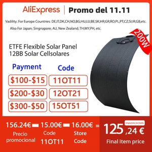 Chargeurs panneau solaire 200W 400W 18V ETFE, cellule monocristalline Flexible pour Charge de batterie 12v, centrale électrique, chargeur portable 231120