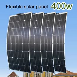 Chargeurs Panneaux solaires 400 watts Kit de panneau de cellules monocristallines étanches et flexibles pour camping maison voiture hors réseau système 12 volts 231120