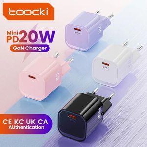 Chargers Toocki 20W GAN USB C Charger QC 3.0 PD Fast Type C Charger pour iPhone 15 14 Pro Max Xiaomi Samsung S23 Type C Mini Chargeur Téléphone