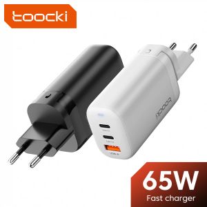 Chargers TOOCKI GAN 65W USB C Chargeur Charge rapide 4.0 Type C PD 3.0 Fonde Fonde pour iPhone14 13 Pro MacBook ordinateur portable Chagers Adaptateur