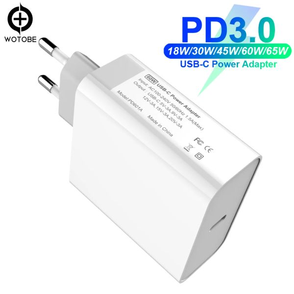 Chargers Typec USBC Power Adapter 18W 30W 45W 60W 65W QC3.0 PD Charger pour les ordinateurs portables USBC Xiaomi