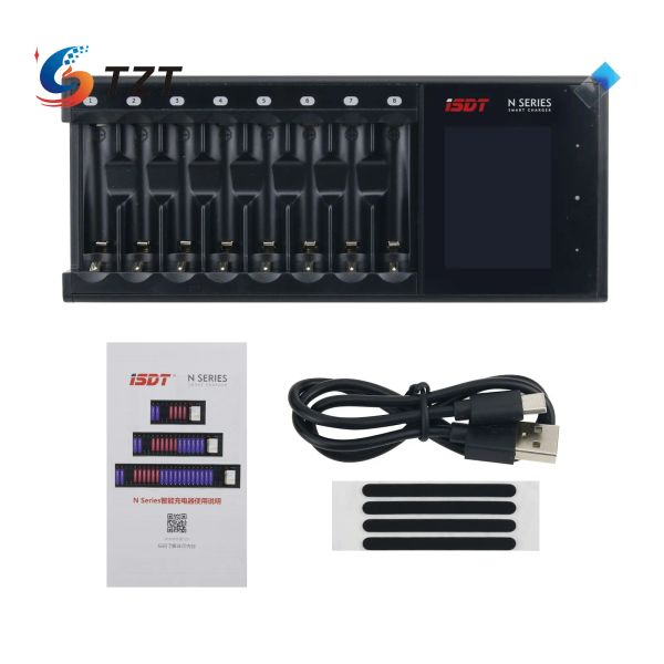 Cargadores TZT ISDT N8 N16 N24 Pantalla LCD Pantalla universal Speedy Smart Fast Battery Charger 8Slot para baterías recargables AAA AAA Liion