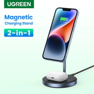 Chargers UGreen Magnetic Wireless Charging Stand 20W Max Power 2in1 Stand de charge pour iPhone 14 Pro Max / iPhone 13 / AirPods Fast Charger