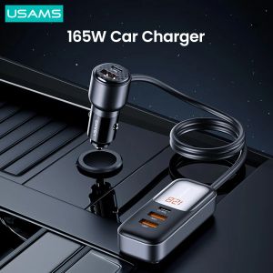 Chargers USAMS C40 165W Chargeur de voiture PD Quick Charger QC 3.0 PD 3.0 pour iPhone 15 Pro Max 14 13 Huawei Xiaomi Samsung Type C Charger USB