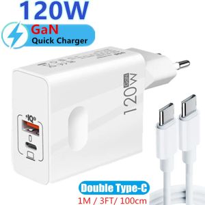 Chargers USB C Super snelle PD -lader voor laptoptabletten iPad iPhone 14 OnePlus Huawei Oppo Samsung Xiaomi 120W Gan Snellaadadapter