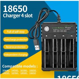 Chargeurs Chargeur USB Li ion Battery With 3 4 Slot DC 5V Convient pour 3,7 V Li-ion 10440 14500 16330 26650 DROIT DE RETOUR DE LA DROP DE DROP ELEC DHUP8