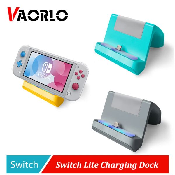 Cargadores VAORLO Universal USB TypeC soporte de carga para Nintendo Switch Lite Dock consola Base de carga Mini soporte cargador