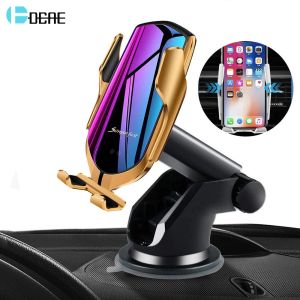 Laders Wireless Car Charger Mount Automatic Cleming 10W snel oplaad Air Vent Telefoonhouder voor iPhone 14 13 12 11 xr x 8 Samsung S22