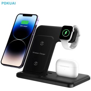 Chargers Wireless Charger 3 in 1 voor iPhone 15 14 13 12 Pro Max 11 15W snellaaddokstation voor Apple Watch AirPods Induction Stand