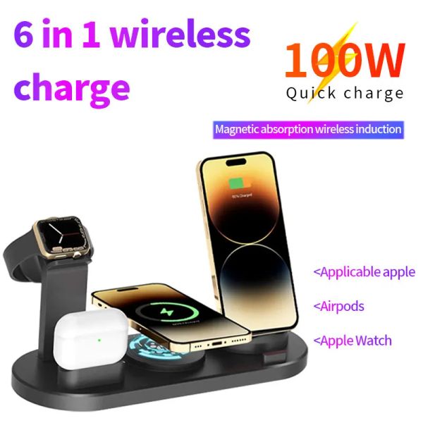 Chargers Wireless Charger 4 en 1 Estación de carga magnética para Apple Watch Series, iPhone 14/13/12/11 y AirPods AirPod Charging Stand